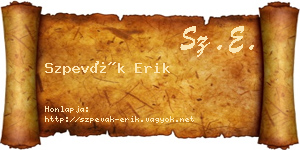 Szpevák Erik névjegykártya