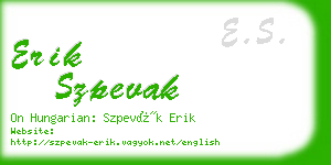 erik szpevak business card